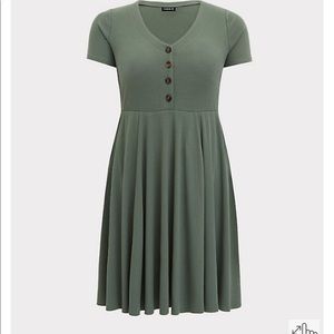 NWT torrid Light Olive Green Rib Button Down Skater Dress 5